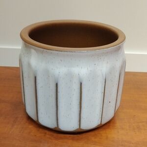 Better Homes And Gardens 6" Ribbed White & Brown Speckled Ceramic Planter New